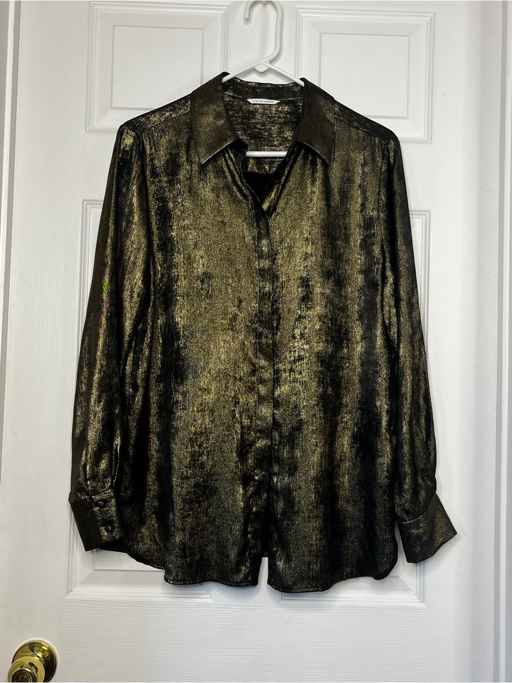 YaYa Aflalo Metallic Black Gold Shimmer Jacket